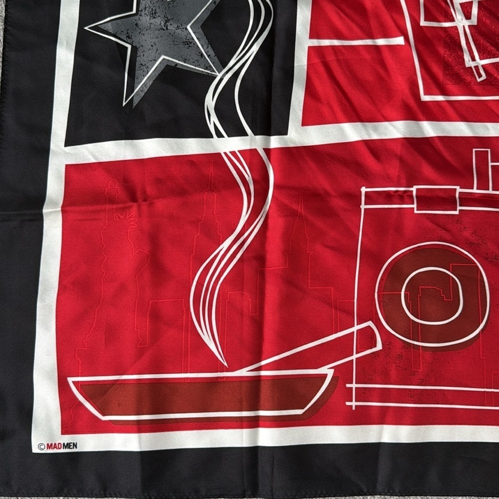 Mad Men Limited Edition Silk Collector Scarf End of an Era Red and Black - Picture 9 of 11